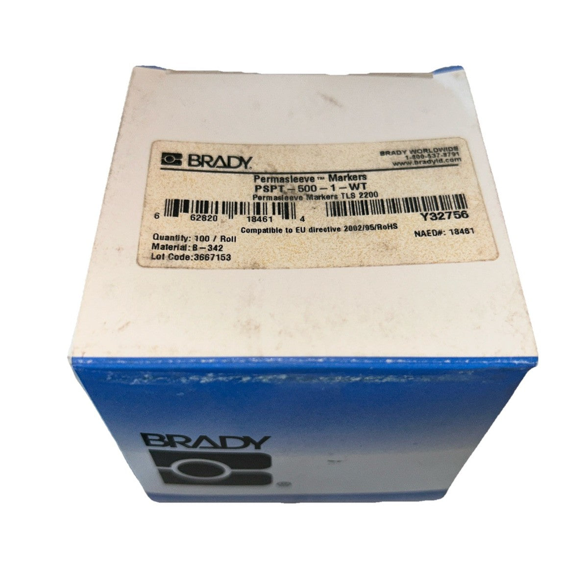 Brady PSPT-500-1W Permasleeve Portable Thermal Markers Roll Of 100. NEW! TLS2200