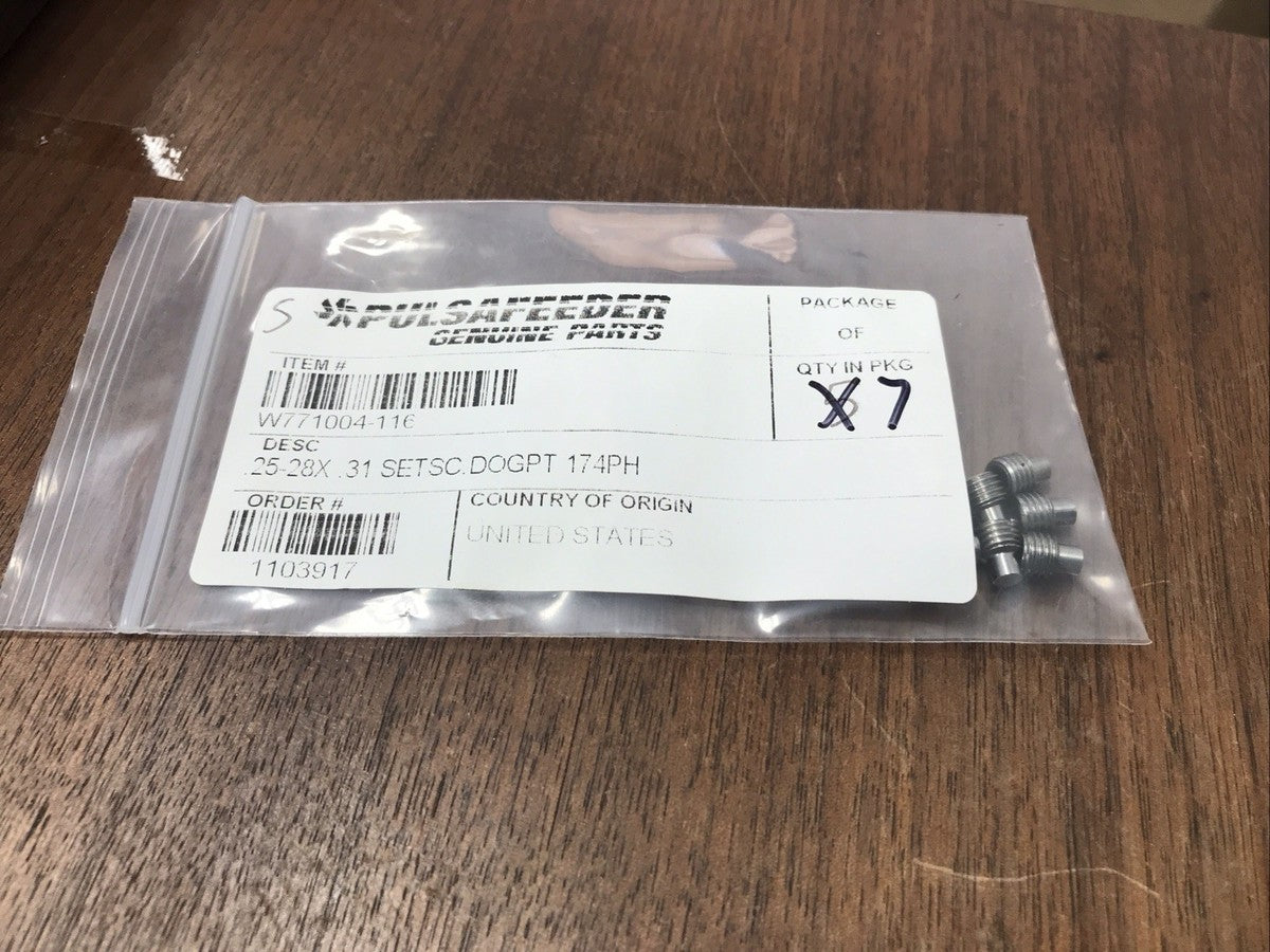 Lot Of 7 Pulsafeeder Set Screw Setscrew .25-28x.31 DOGPT 174PH W771004-116