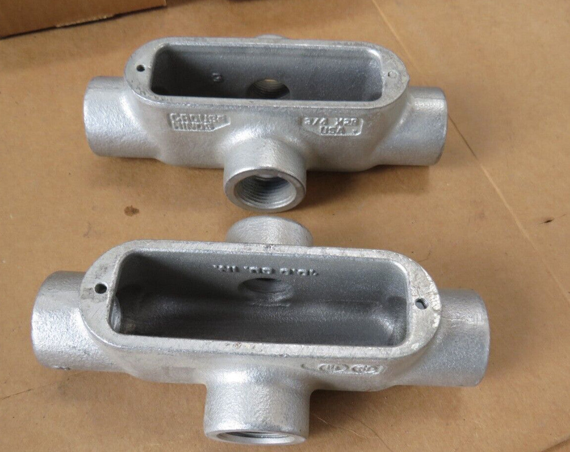 Crouse Hinds X28 SA Conduit Outlet Body 3/4in Cross galvanized steel LOT OF 2