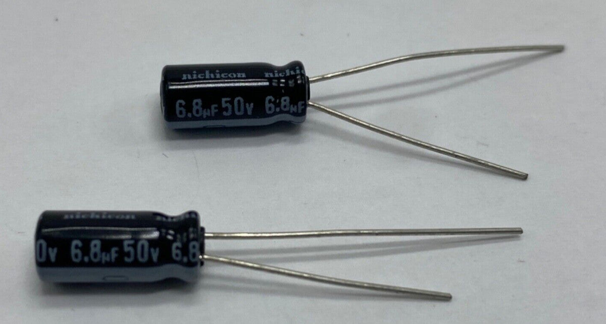 Pack of 2, Nichicon UVZ1H6R8MDD electrolytic capacitor radial lead 6.8uf/50V