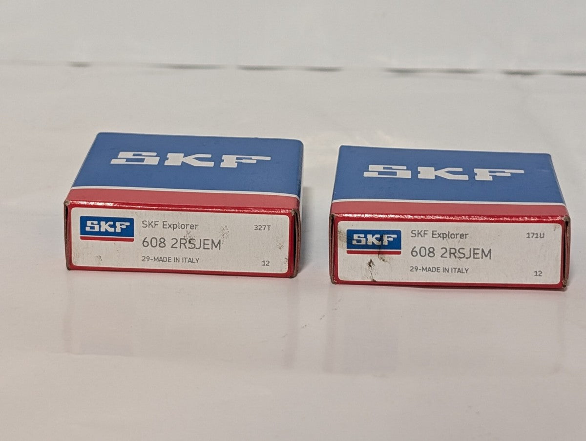Lot of 2 SKF 608 2RSJEM Deep Groove Ball Bearings, Single Row, C3, Dual Seal