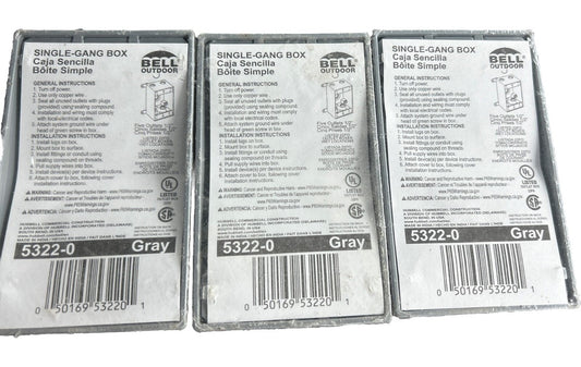 *QTY 3* BELL 5322-0 WEATHERPROOF BOX SINGLE GANG BOX. NEW IN PACKAGE!     AE