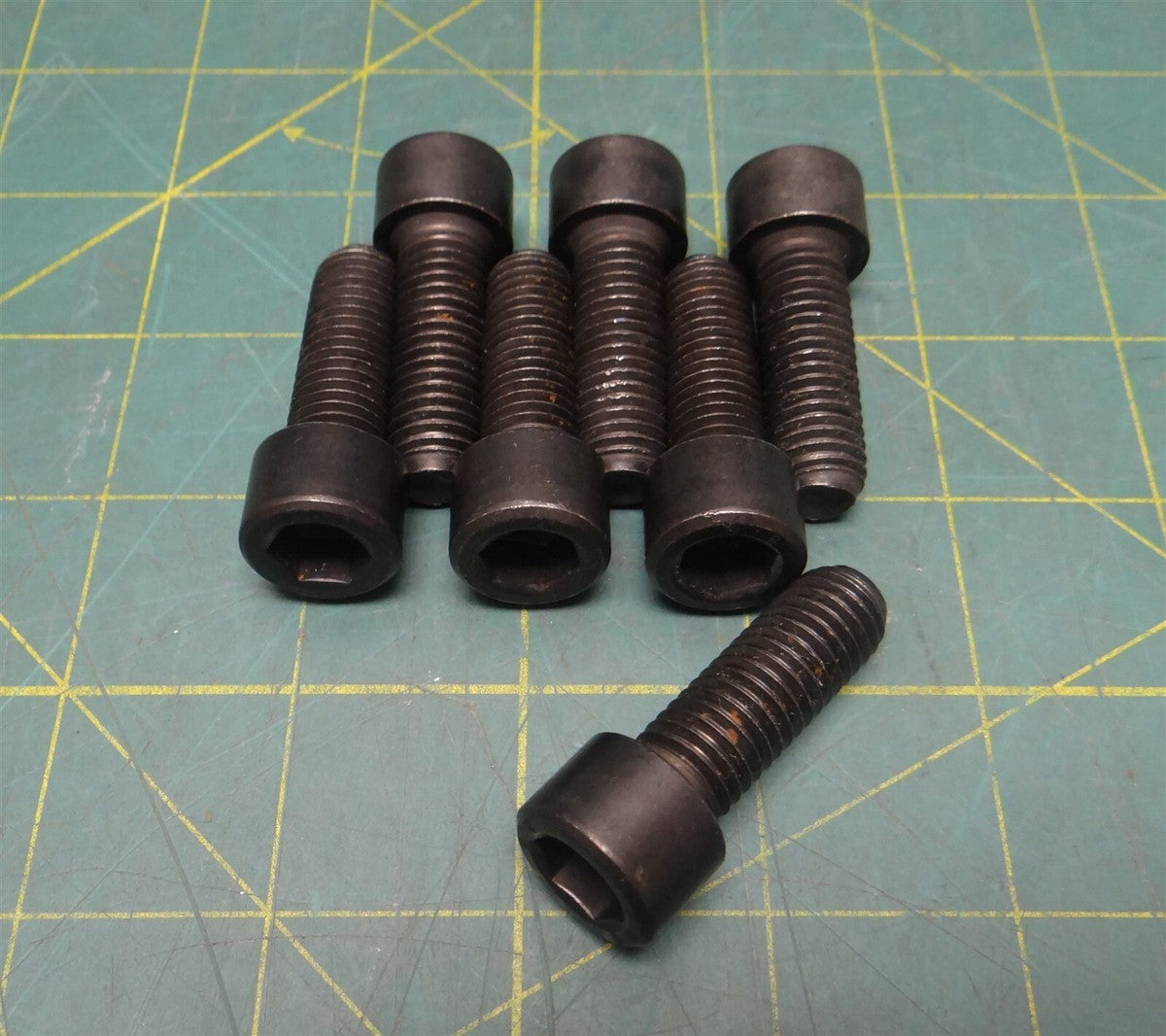 (Lot of 7) M12-1.75 x 35mm Length Black Oxide Hex Socket Head Screw, 18mm Diam