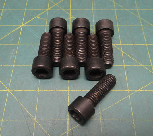 (Lot of 7) M12-1.75 x 35mm Length Black Oxide Hex Socket Head Screw, 18mm Diam