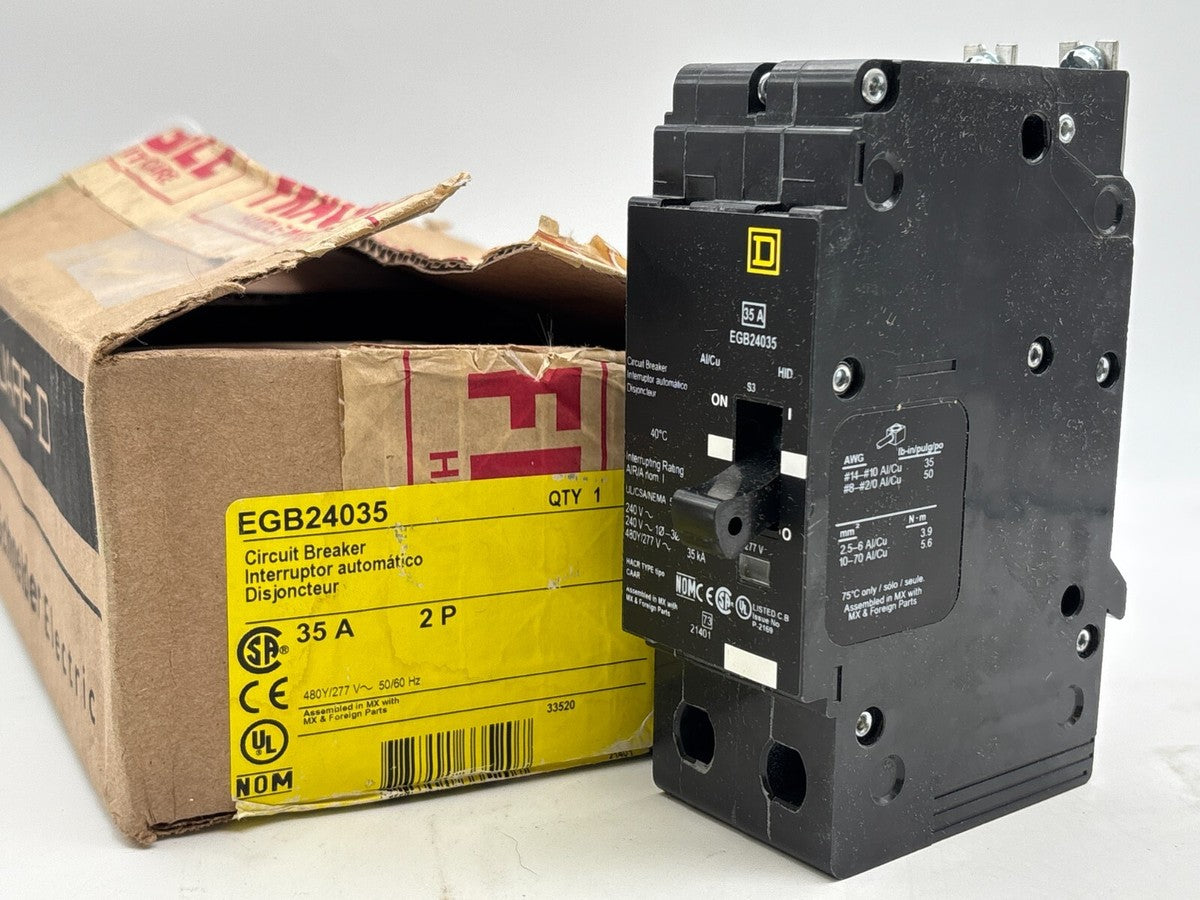 Square D EGB24035 Bolt-On Circuit Breaker 35A 480Y/277V 2P 1PH Type EGB 35 Amp