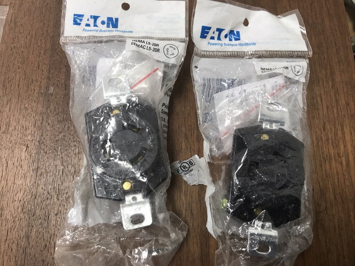 Lot Of 2 Eaton COOPER WIRING L520R 3 WIRE LOCKING TWIST RECEPTACLE 20 AMP 125V