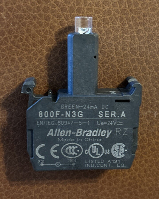 *QTY 5* Allen Bradley 800F-N3G Green Light Module SER A 24V 24mA. Ser A. NEW! B5