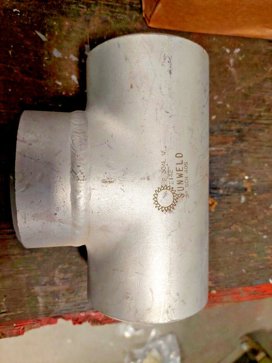 3" Schedule 40 304/304L-W Stainless Steel STRAIGHT TEE Butt Weld Pipe Fitting