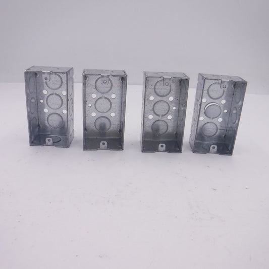 4 Pack RACO 1-1/2" 1-Gang Steel Electrical Boxes 650 11.5cu-in 1/2" KO