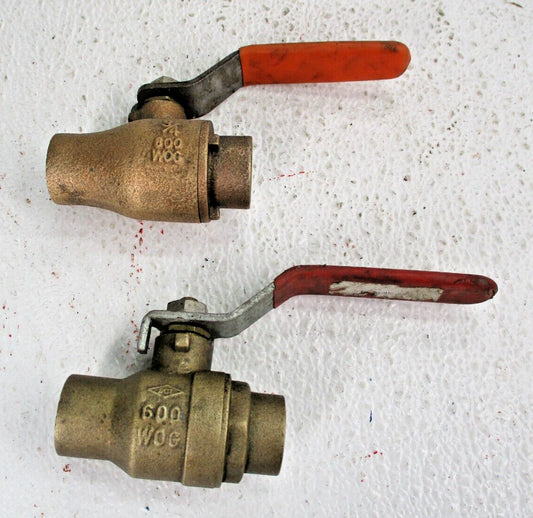 (2) Ball Valve 3/4" CTS Solder Joint / Sweat Ends 600-psi WOG Lever Operated