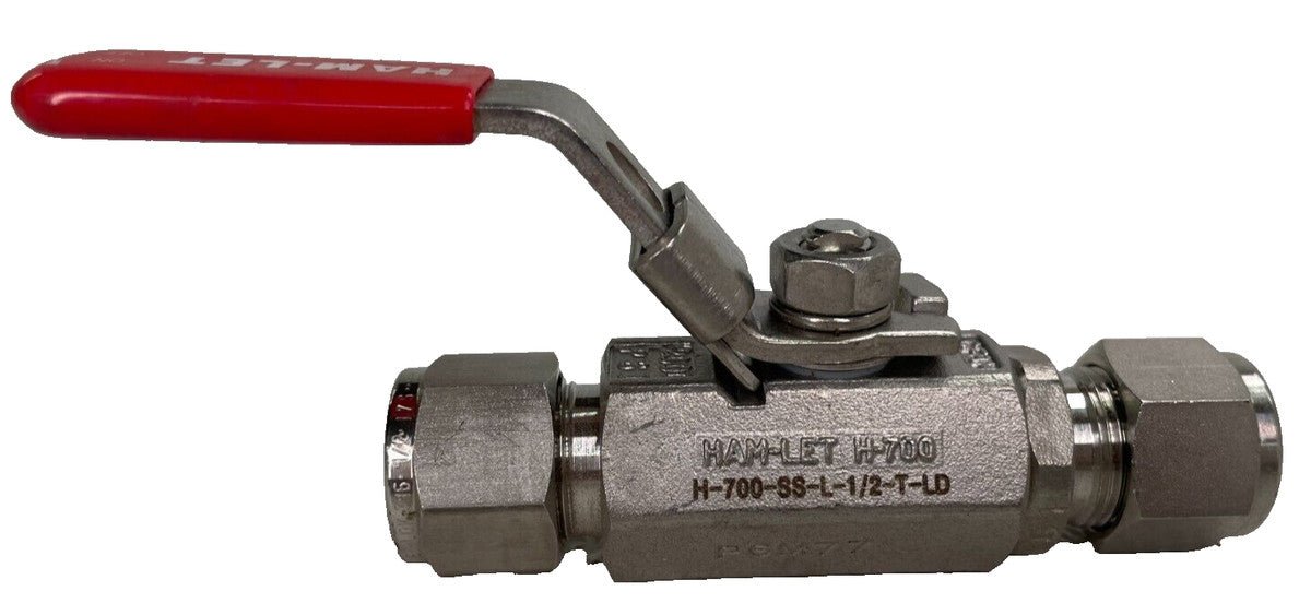 HAMLET H700SSL1/2TLD H700 Series Ball Valve 1/2" Let-Lok Tube Ends, Stainless
