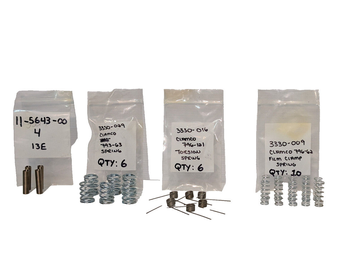 Lot of 26: Assorted Industrial Assembly Springs, Film Clamp, Torsion, More
