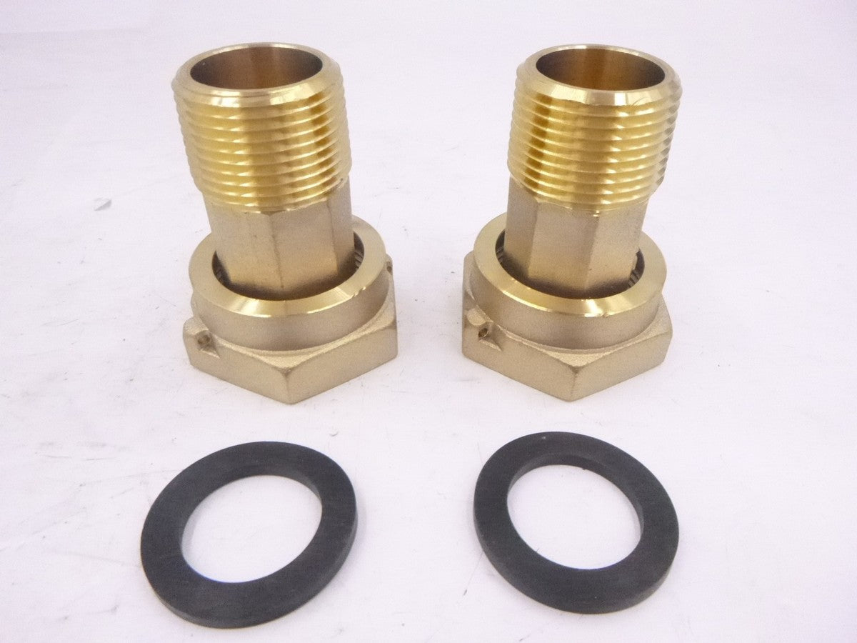 2 Pack 1" Brass Couplings w/ Rubber Washer For Cold Water Meter