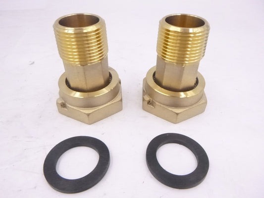 2 Pack 1" Brass Couplings w/ Rubber Washer For Cold Water Meter