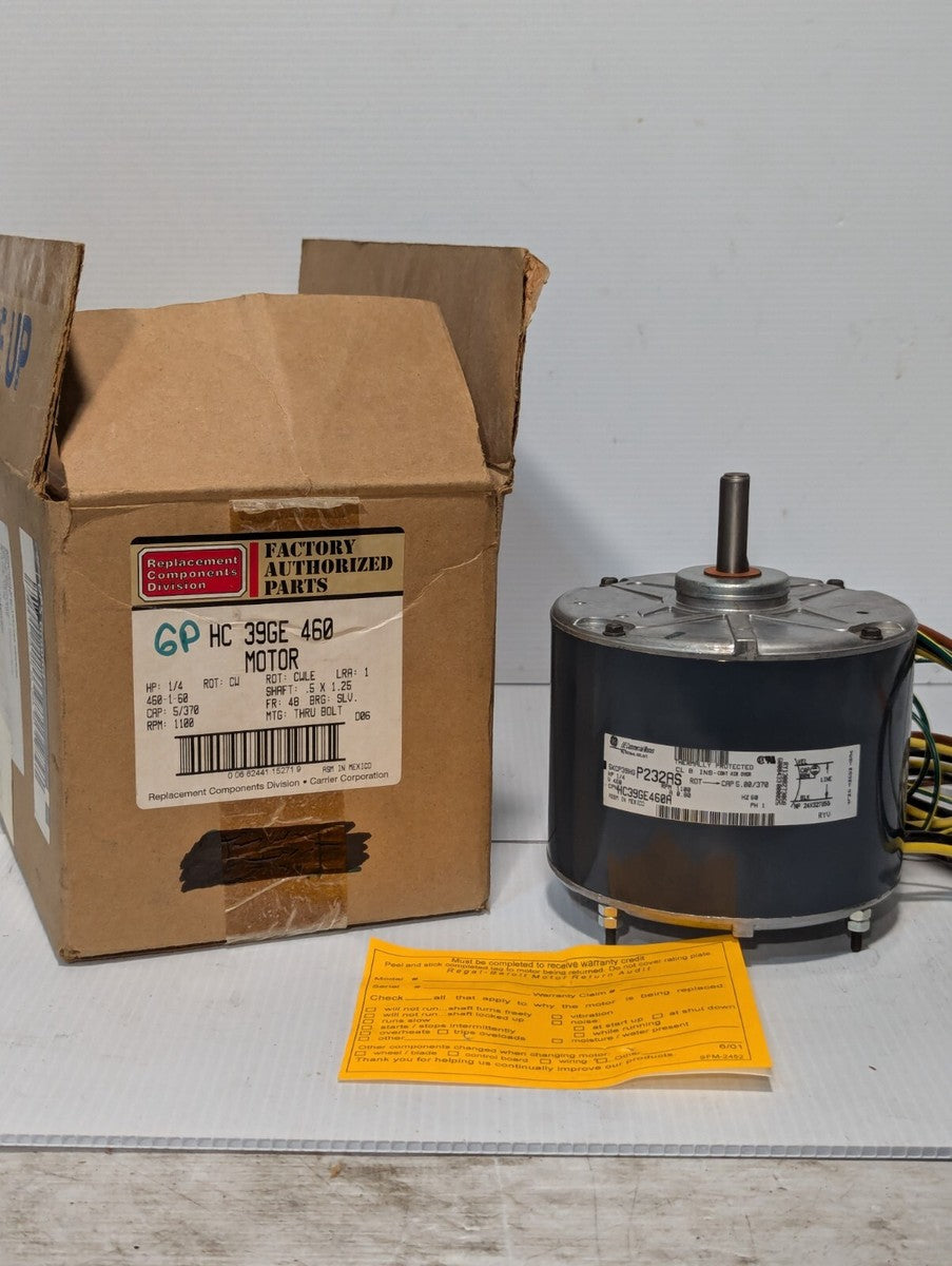 Carrier HC 39GE 460 motor, GE 5KCP39HG P232AS electric motor, 1/4 HP, 460V