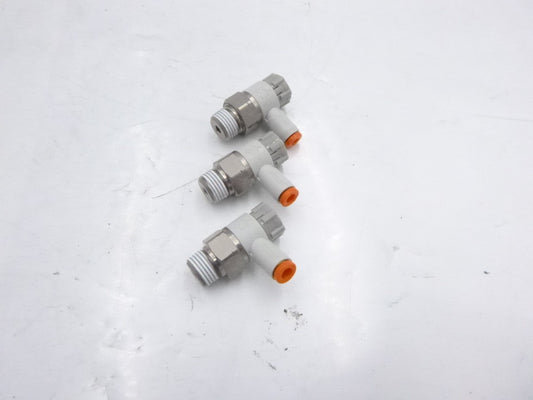 3 Pack SMC AS2201F-01-06SA Speed Controller Elbow 6MM One-Touch X 1/8 R Thread