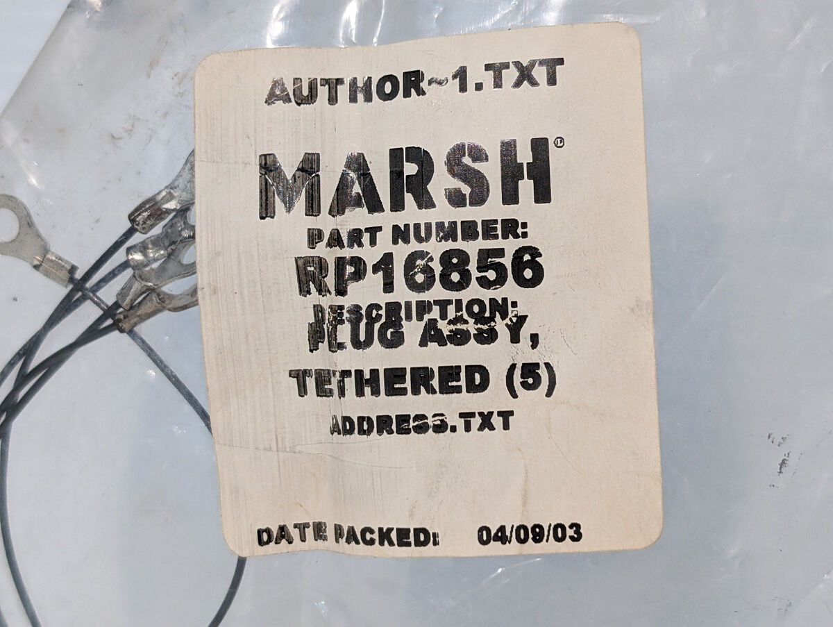 Marsh Videojet RP16856, 16856 Tethered Plug Assembly 5-Pack, Hi-Res, Made in USA