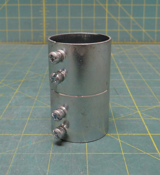 1-1/2" Straight EMT Zinc Plated Steel Set Screw Coupling, 3" Length 2-1/4" Wide