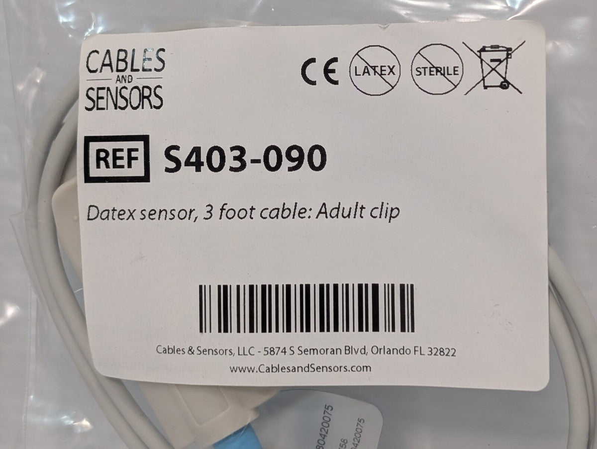 Datex Ohmeda Compatible S403-090 Sp02 Sensor Cables Adult Fit, 9 PIN end