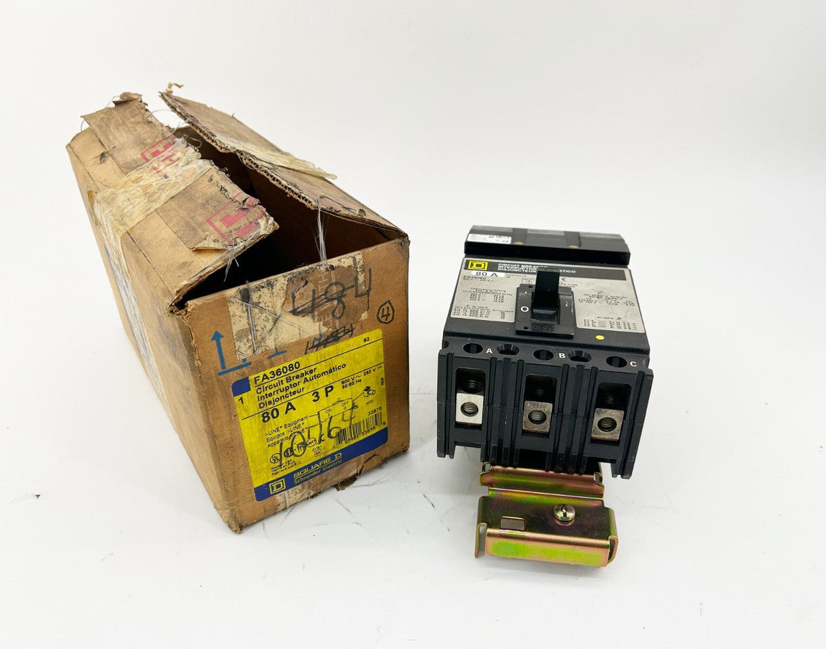 New Square D FA36080 Circuit Breaker 80A 3 Pole 699V 50/60Hz