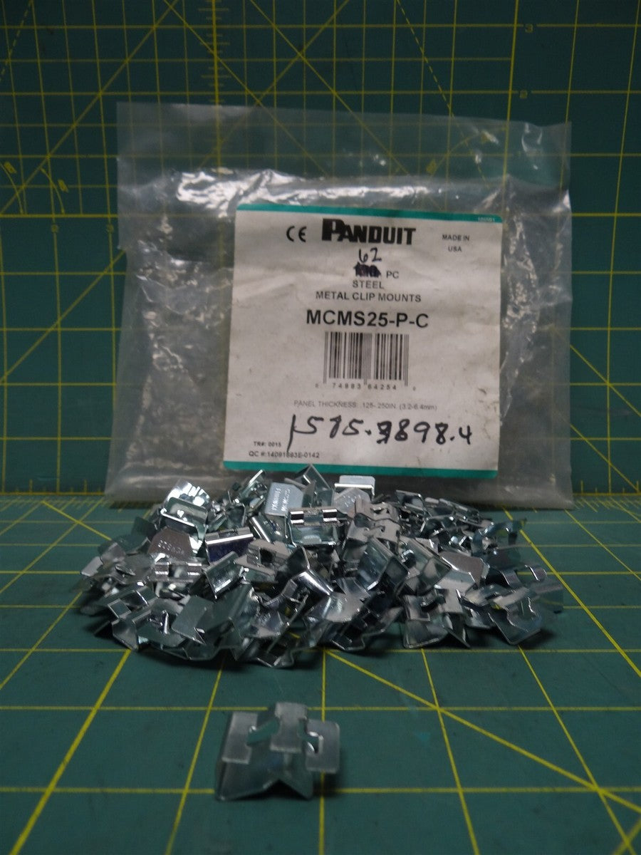 Qty: 62 Panduit Clip-on Zinc-Plated Steel Heavy Duty Cable Tie Mounts MCMS25-P-C