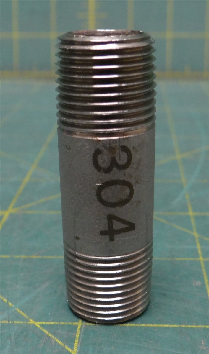 3/8" Male NPT X 2"L 304 Stainless Steel Straight Pipe Nipple Fitting Adapter