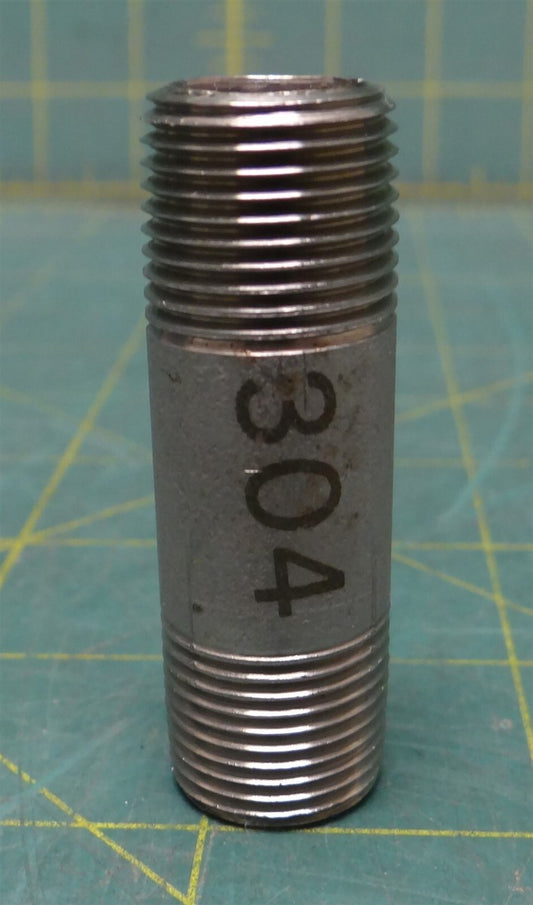 3/8" Male NPT X 2"L 304 Stainless Steel Straight Pipe Nipple Fitting Adapter