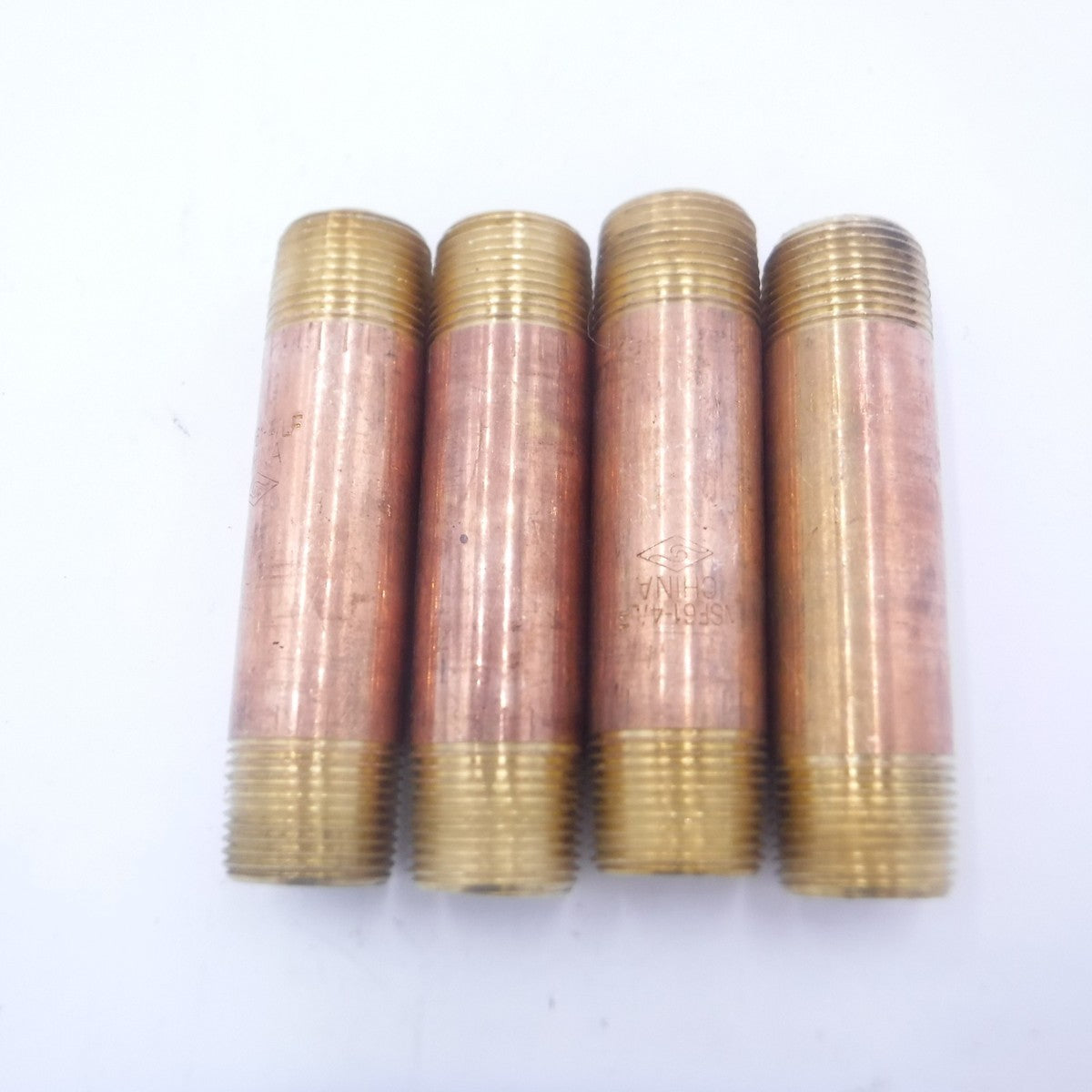 4 Pack 3/4" x 4" Male NPT Lead Free Red Brass Nipples