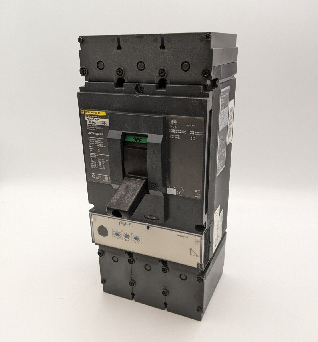 Square D LGP36600U31X Circuit Breaker 600A 3P 600V 3PH PowerPact LG600 600 Amp