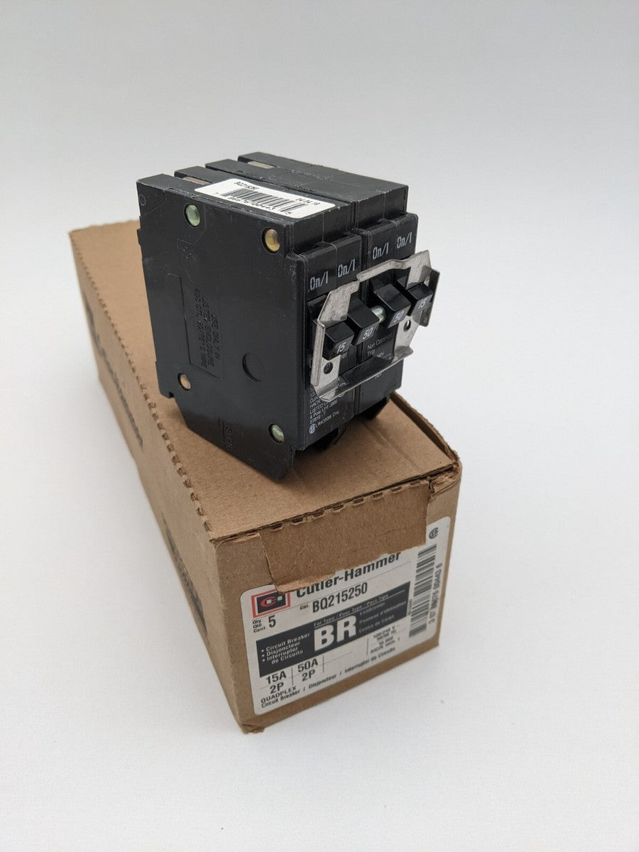 Cutler Hammer BQC215250 Quadplex Plug-In Circuit Breaker 15/50A 120/240V 2P BQC