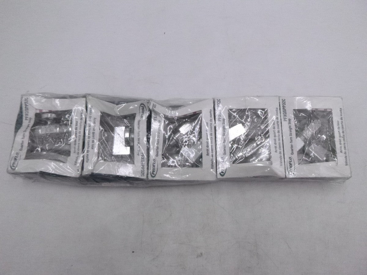 5 pack PROFLO 1/2" PEX x 3/8" OD Angle Stop Quarter 1/4" Turn QT