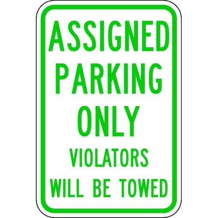 Lyle Rp-010-12Ha Assigned Parking Sign, 12" W, 18" H, English, Aluminum, White