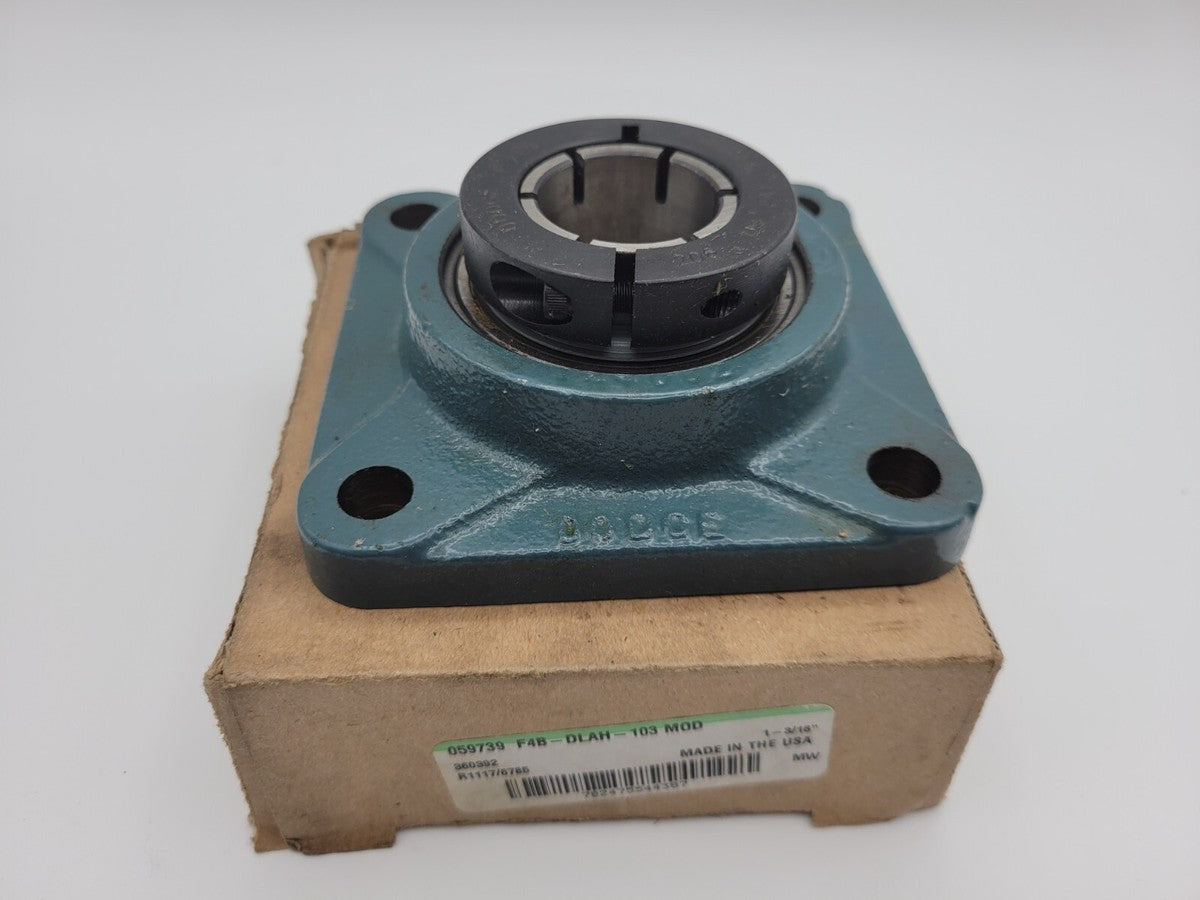 Dodge F4B-DLAH-103 Flange Mount Ball Bearing 360392 1-3/16" Bore Cast Iron Blue