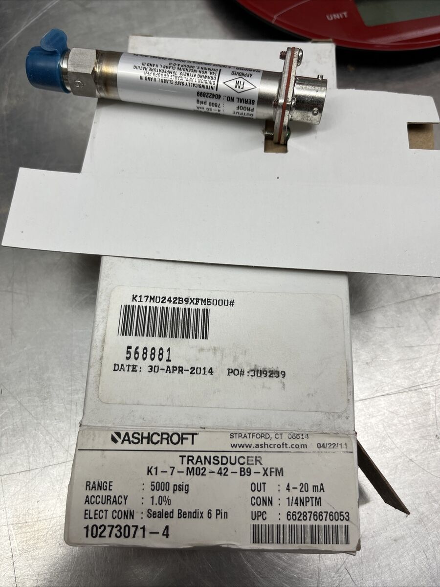 ASHCROFT K17M0242B9XFM K1-7-M02-42-B9-XFM PRESS TRANSDUCER 10273071-4 0-5000psig