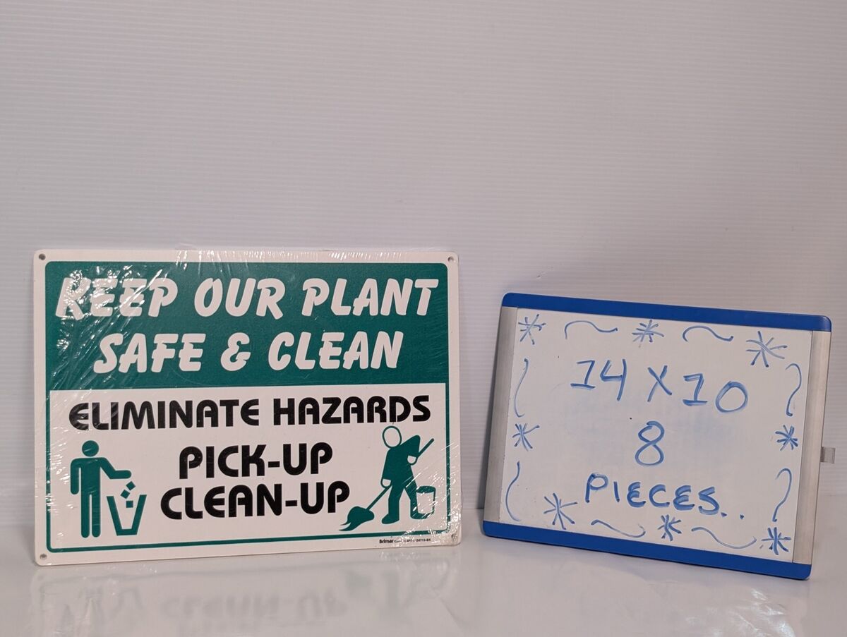Lot of 8 Brimar D5710-BK Keep Our Plant Safe & Clean Sign, Polyethylene Plastic