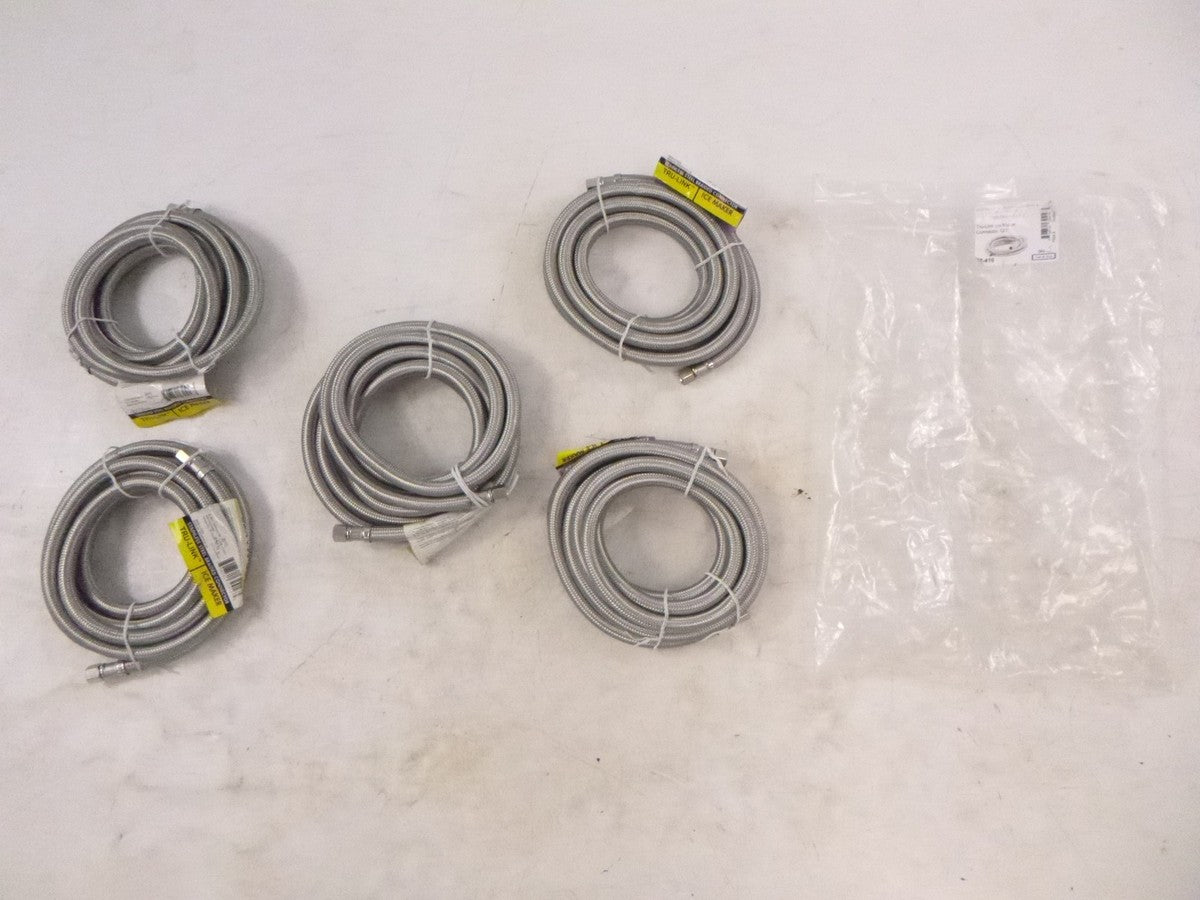 5 Pack Tru-Link 120" Stainless Braided Connector 32-416 1/4"x 1/4" For Ice Maker