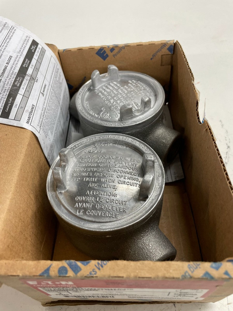 GUAC26-SA Eaton Crouse-Hinds 3/4" Aluminum Conduit Outlet Body / Box (Lot of 2)