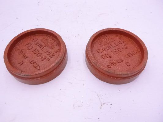 2 Pack Victaulic Gem Lock End Cap Standard 3" Grooved End Cap