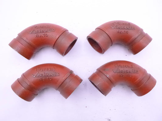 4 Pack Victaulic No. 10 1-1/2" 90° Grooved Coupling Elbows