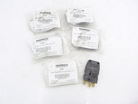 5 Pack Marinco 20M Bates Stage Pin 20 Amp 125 Volt Male Inline