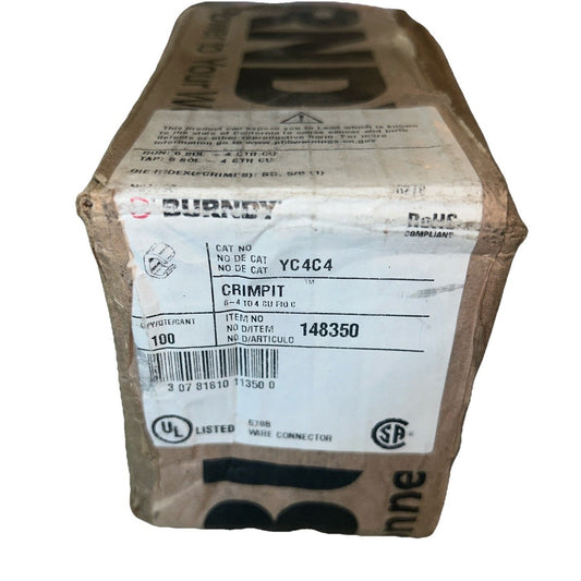 *QTY 98* Burndy YC4C4 Copper Crimp Compression Connectors CU 6 Sol-4.       B4