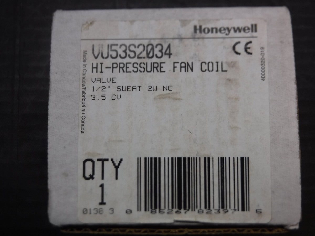 Honeywell VU53S2034 Valve 1/2" 300PSI Sweat 2W NC 3.5 CV Hi-Pressure Fan Coil
