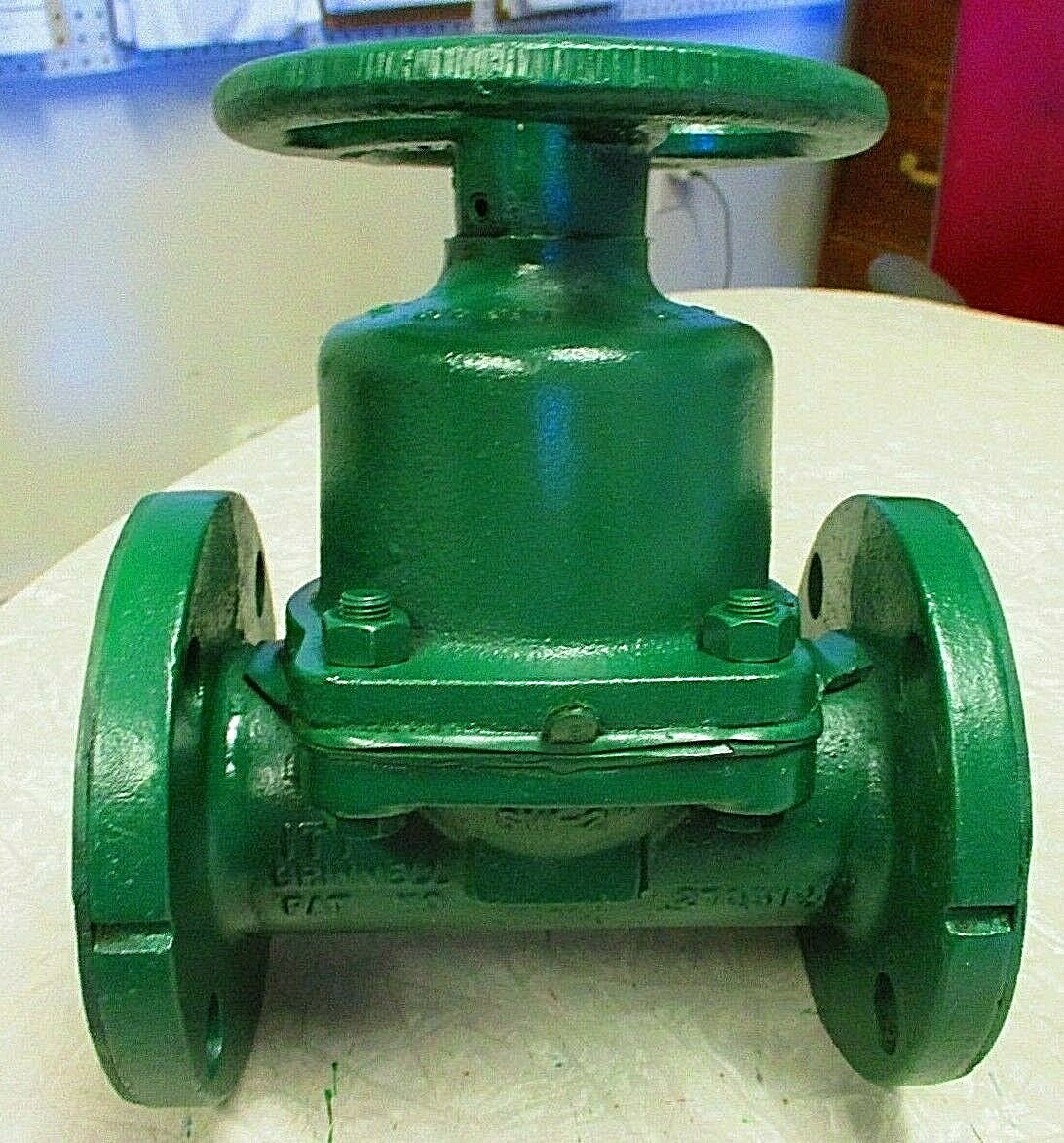 Straight Diaphragm Valve Soft Rubber Lined ITT GRINNELL 2" FF Flanged Cast Iron