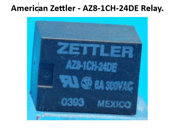 Lot of 4 - American Zettler - AZ8-1CH-24DE - Relay, 24V DC. Contacts: SPDT-6Amp.