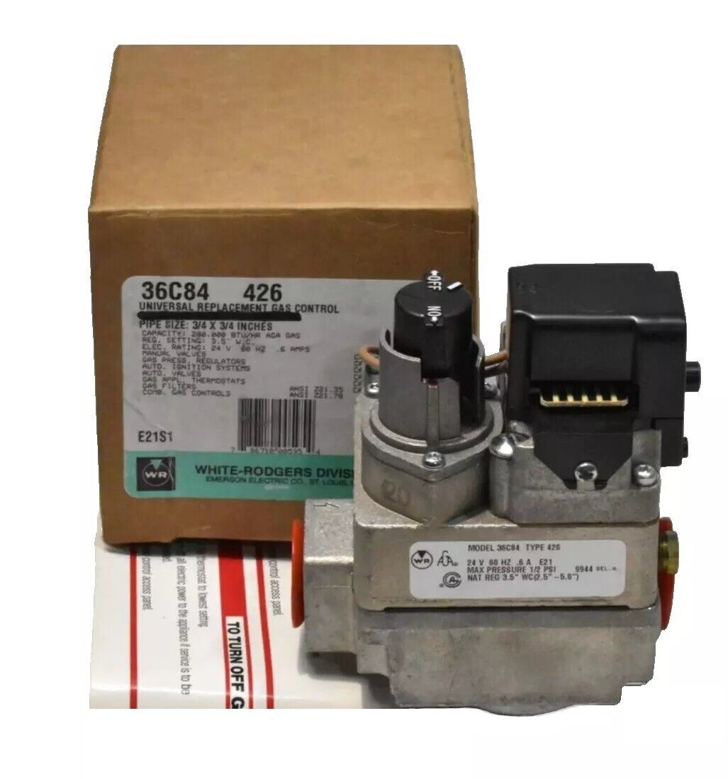 White Rodgers 36C84-426 Gas Valve 3/4" x 3/4", 0.6A, 24V