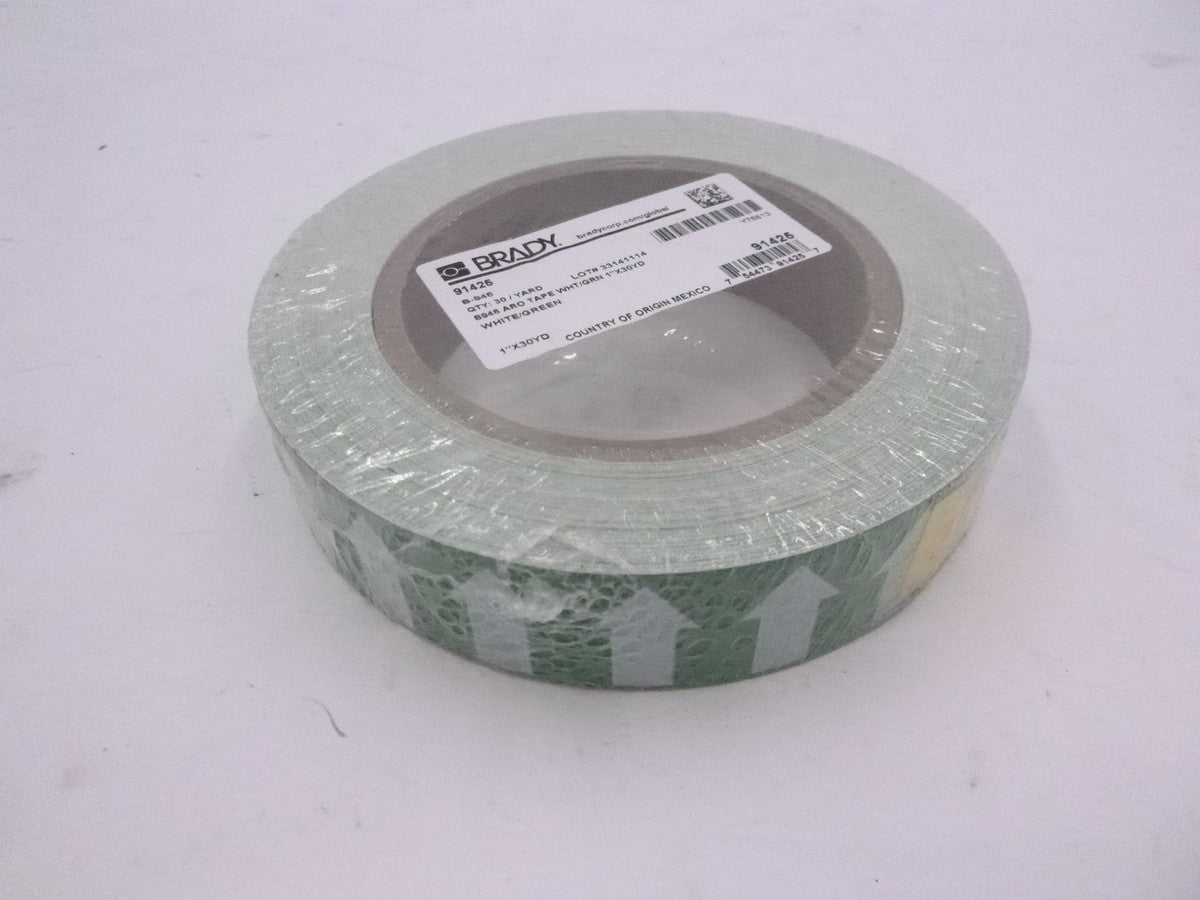 30 Yds Brady Pipe Marker Tape With Arrows White On Green Vinyl 1" Width