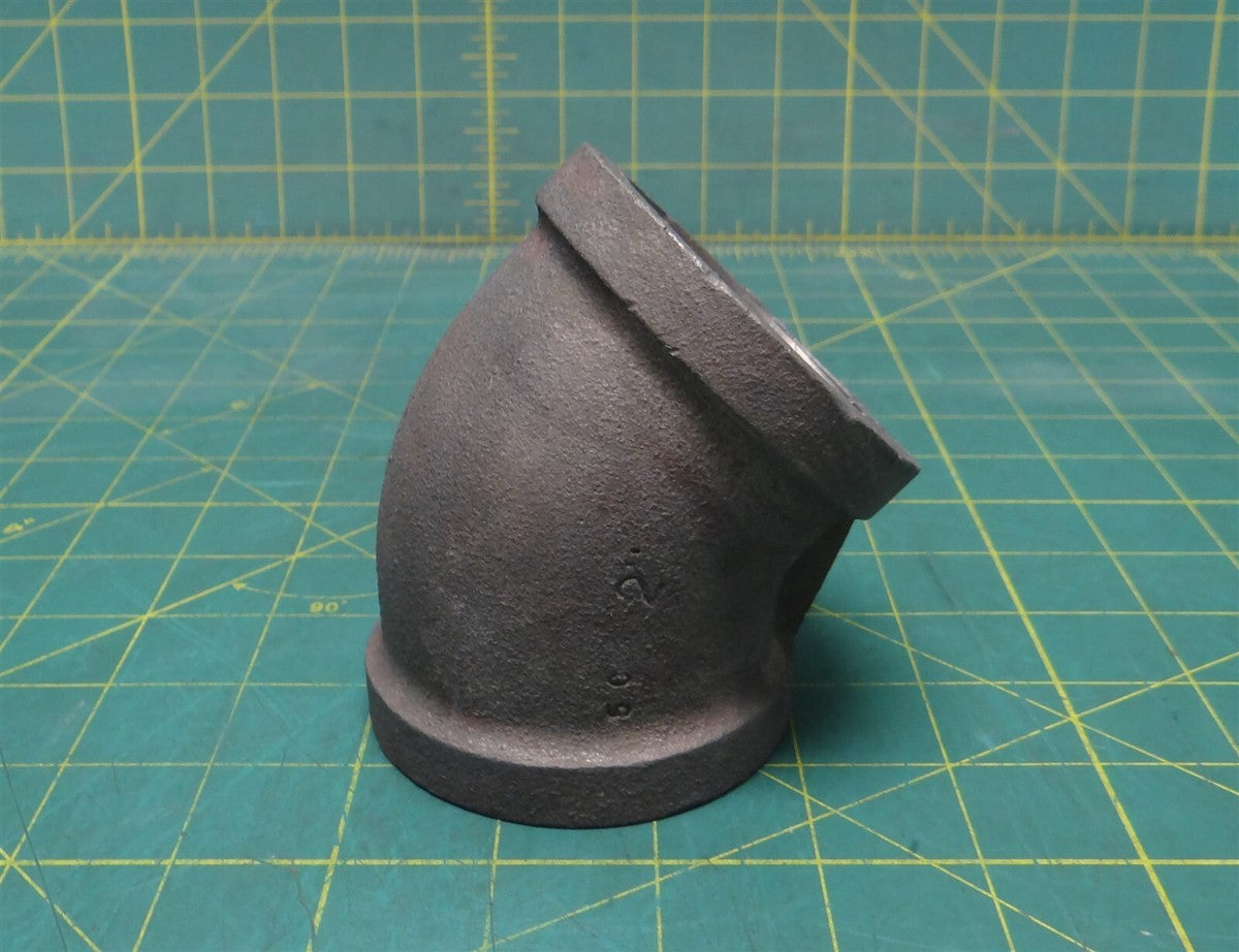 2" NPT 5C Forged Steel 45° Elbow Fitting, 4.25" Height, 4" Length, 3.25" Width