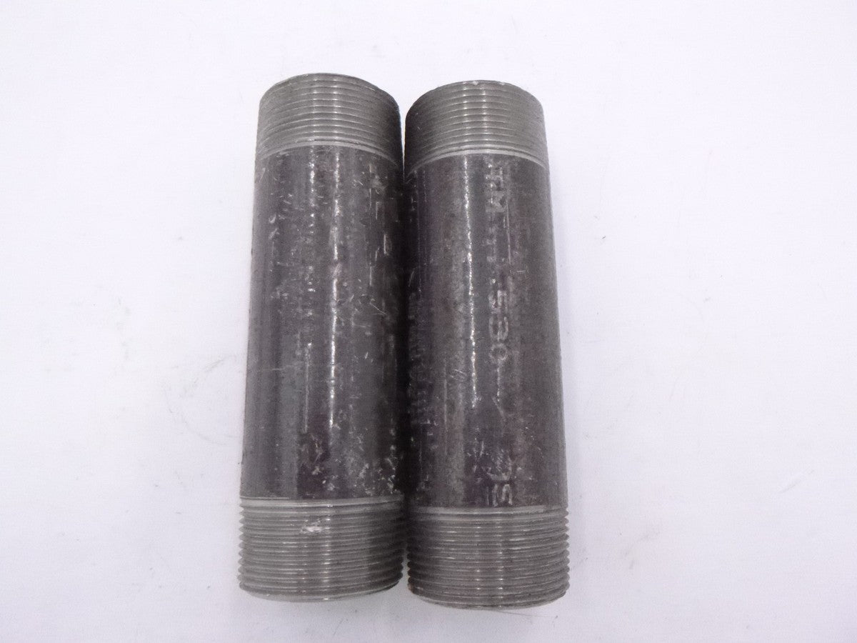 2 Pack Zoro Select 1LMT1 1-1/2" x 6" Heavy Duty Steel Conduit Pipe Nipples