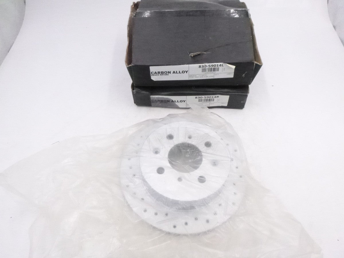Pair Of Carbon Alloy Brake Rotors Coated Drilled and Slotted 830-59014L