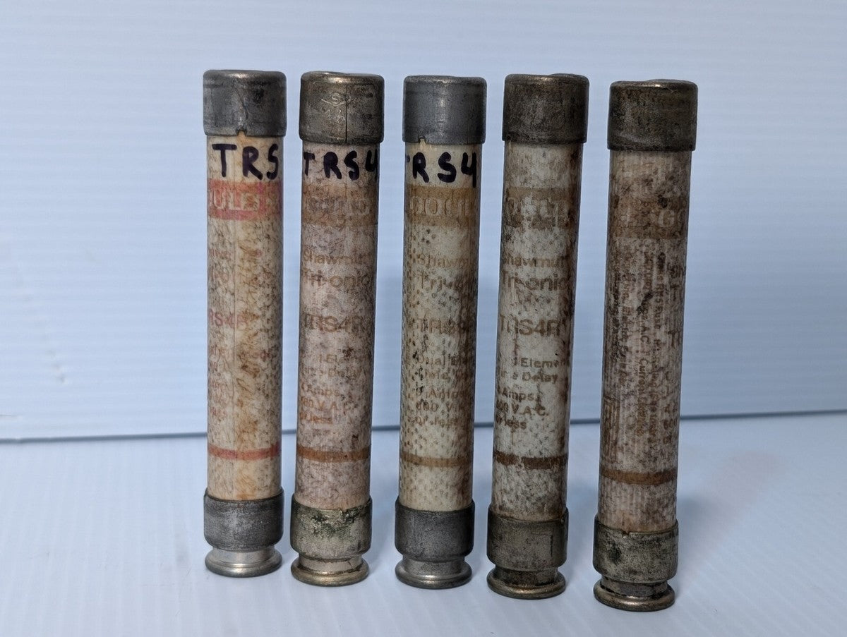 Lot of 5 Gould Shawmut TRS4R Fuses, 4A, 600VAC - Free Returns